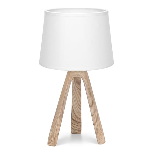 Aigostar - Lámparas de Mesita de Noche, Lámpara de Mesa E14, Pantalla de Tela, Lámpara Escritorio Diseño Clasico Vintage para Dormitorio, Estudio, L18 x H31cm