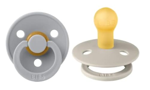 Image of Bibs Pacifiers Color Collection, Set of 2 BPA-Free Latex Pacifiers Made in Europe, Round Nipple Baby Pacifier.