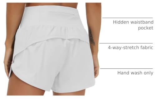 Image of THE GYM PEOPLE Womens High Waisted Running Shorts Quick Dry Athletic Workout Shorts with Mesh Liner Zipper Pockets