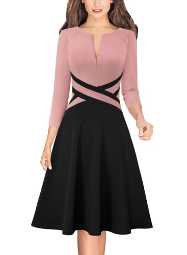Image of VFSHOW Womens Front Zipper Work Business Casual Office Church A Line Dress