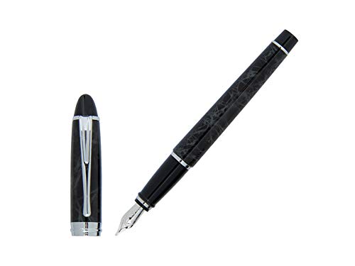 Stylo plume corps chrome et gris plume Aurora b13-cg pour ecriture