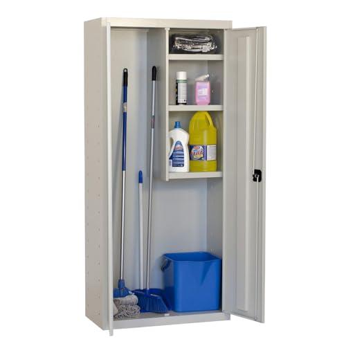 Simon Rack Armario Escobero Multiusos, 1800x800x400 mm, 2 Puertas, 3 Estantes, Gris - Simonlocker