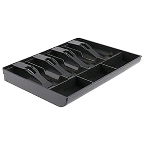 RV77 Cash Register Drawer, 4 Bill/3 Coin Market Storage Coin Register, Cash Money Tray Replacement Insert Tray Storage Case with Clip for Supermarkets, Shops, Hotels(Plastic Clip,12.68×9.65×1.38inch)