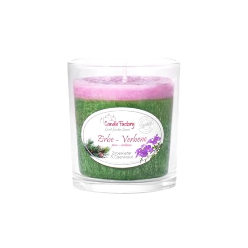 Candle Factory Party Light Duftkerzen aus pflanzlichem Stearin im Whiskey Glas, ca. 30h Brennzeit, Duft: Zirbe - Verbene