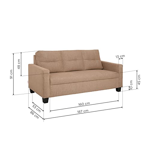 Image of Duroflex Ease - 5 Seater Sofa, 3+1+1 Sofa Set | Premium Fabric, High Comfort Foam, Durable Termite-Resistant Wooden Frame & Easy Maintenance | 3-Year Warranty - Brown