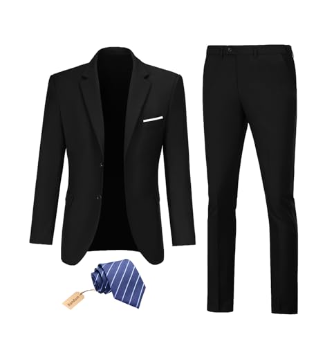 Men Suit 2 Piece Groomsmen Tuxedo Prom Blazer Slim Fit Suits Two Button Wedding Dress Jacket Pants Set with Tie