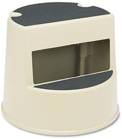 Rolling Step Stool, Curved Design, Retracting Casters, 16 Dia. X 13 1/2h, Beige
