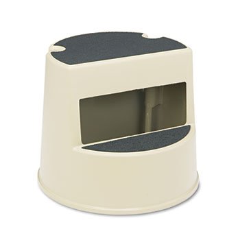 Rolling Step Stool, Curved Design, Retracting Casters, 16 Dia. X 13 1/2H, Beige #TOP2