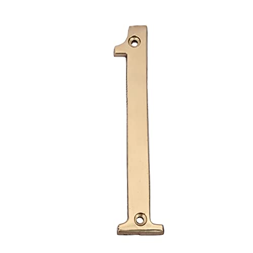 Image of 4 inch Brass House Hotel Door Number Plaque Sticky Numeric Numerical Digit 0-9 [9 (Nine)] (ONE)