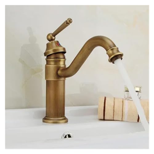 Grifo de lavabo rústico para baño familiar con maneta monomando de agua fría y caliente