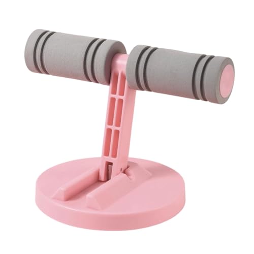 KESOTO Barra para Abdominales, Equipo de Fitness con Ventosa para Montaje en Suelo, Reposapiés Plegable, Espuma Absorbente de Sudor Y Estructura de PP, Redondo Rosa