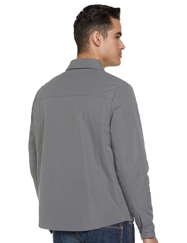 Image of Qube By Fort Collins Men's Shacket for Winter - Padded Shirt Jacket for Men | Full Sleeve Button Down Overshirt with Four Utility Pockets & Snap Placket for Layering, Travel & Everyday Wear