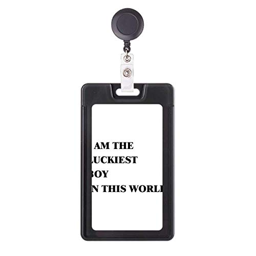 Porte-badge rétractable I AmThe Luckiest Boy avec cordon extensible et clip ceinture noir