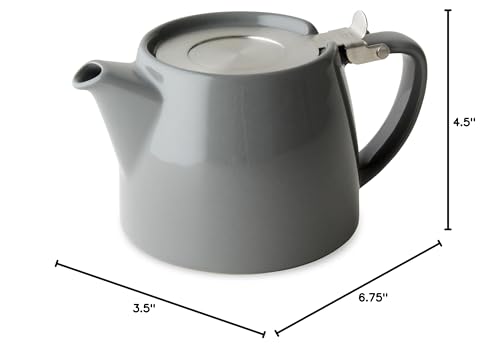 FORLIFE Stump Teapot with SLS Lid and Infuser, 18-Ounce, Gray