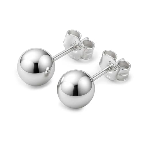 Boucles d'Oreilles Puces Boule Argent 925 Femme – Hypoallergéniques Sans Nickel – 9 Tailles de 2mm à 10mm – Plaqué Or 14K – Clous Essentiels KEZEF