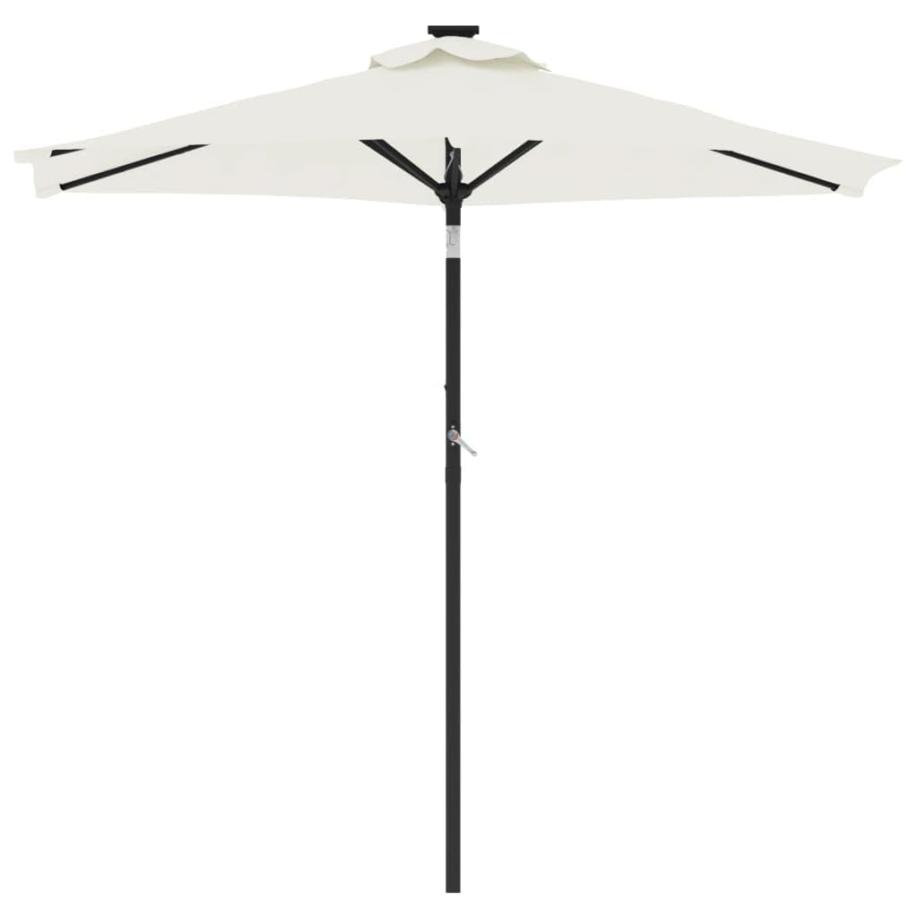 Homgoday Parasol przeciwsłoneczny ze stalowym masztem, parasol ogrodowy, na plażę, z korbą, ochrona przed promieniowaniem UV, uchylny, na taras, balkon, biały, 225 x 225 x 212 cm