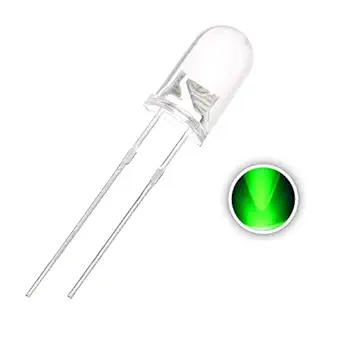 TECHDELIVERS 5mm Green Crystal Clear LED (Light Emitting Diode) -50Pcs