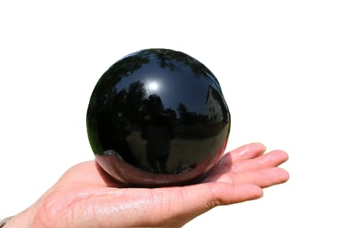 Sphère d'obsidienne noire naturelle 7-8cm, objet de décoration d'exception