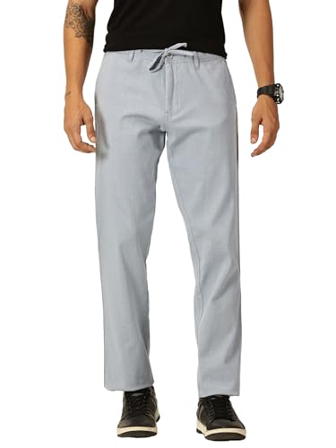 Image of Thomas Scott Men's | Solid | Light Weight | Breathable Fabric | Elasticated Waist | Mid Rise | Regular Fit | Cotton Blend | Button with Drawstring | Chino Trouser | Pants