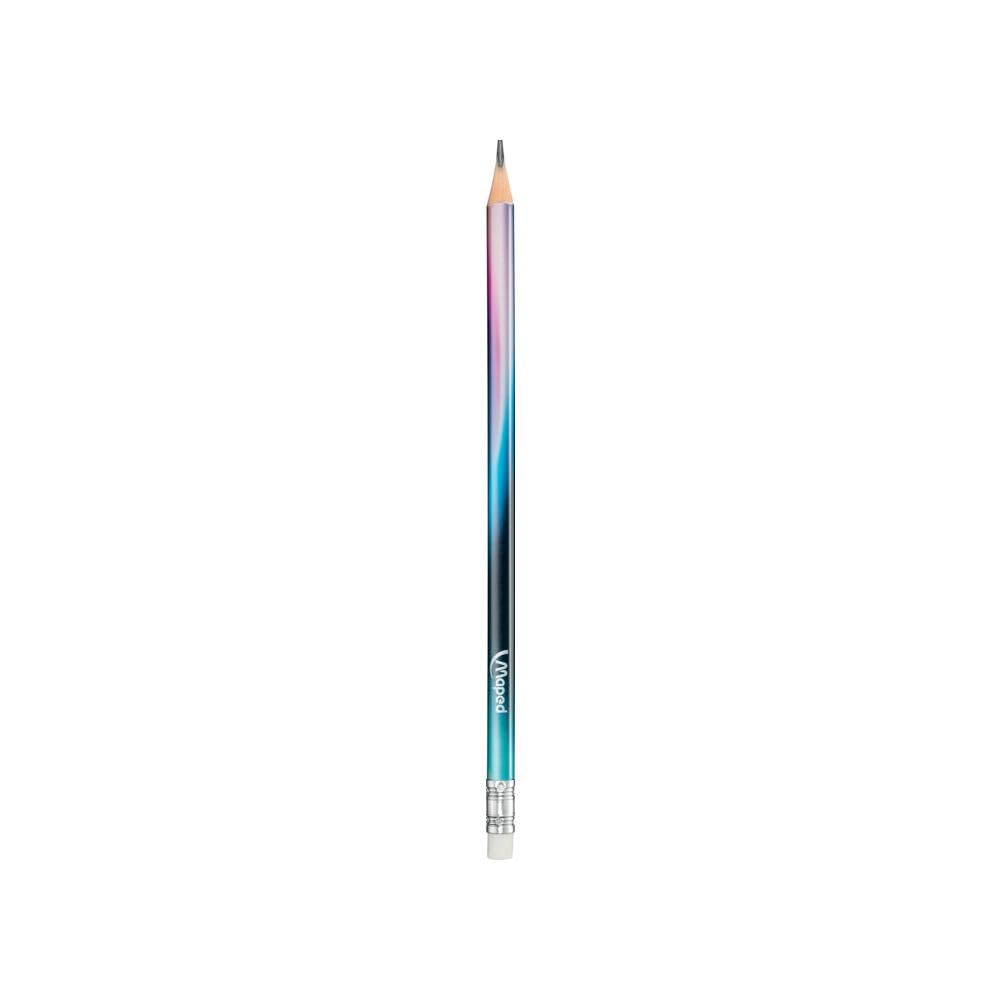 Maped - 12 Nightfall Eraser Tip Graphite Pencils - 1 Box of 12 Grey Pencils - Resistant HB Lead