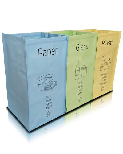 NYIKA - Poubelle Tri Sélectif 3 Bac - Déchets et Recyclage - Poubelle Recyclage - Bac à Tri -...