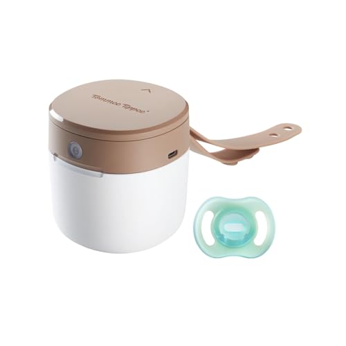 Image of Tommee Tippee NightGlow Pod with 0-6 Month Ultra-Light NightGlow Pacifier, Charge Glow in the Dark Pacifiers in 2 Minutes, Portable UVC Paci Sterilizer, Adjustable Strap, AA Battery or USB Powered