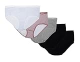 Columbia Women's 4-Way Stretch Cotton Brief 5-Pack, Black/Grey/Fig/White, Large