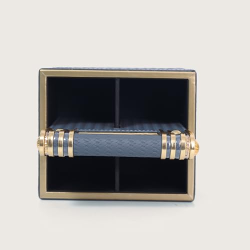 Image of HOME 360 Woven Pattern Leather Spoon Stand | Cutlery Stand with 4 Divider 18X16X13 CM | Use for Dining table| Organize Spoons | Forks | Cutlery | Home Decor | Spoons Holder | Cutlery Holder | Blue