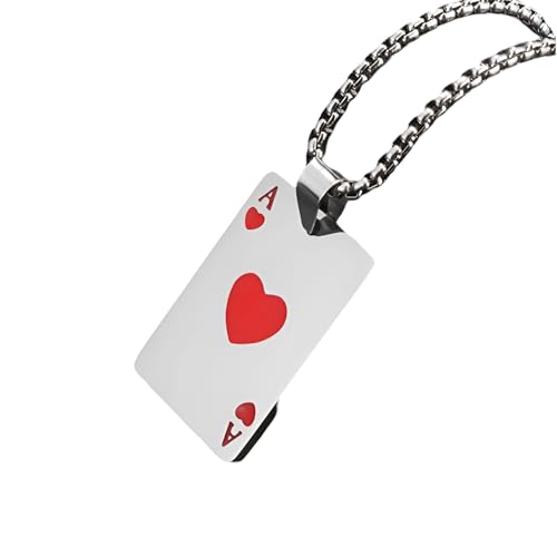 Collier as de pique en argent sterling 925 avec chaîne robuste hypoallergénique