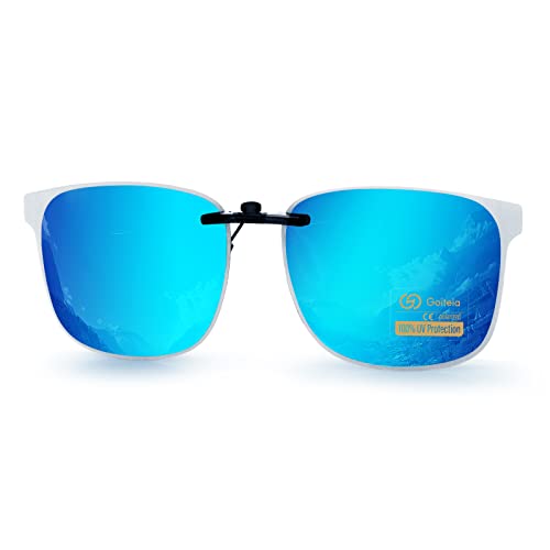 Goiteia Gafas de sol polarizadas retro con clip sobre gafas graduadas/protección UV 400/Cateye Cute, Espejo azul hielo retro Cover