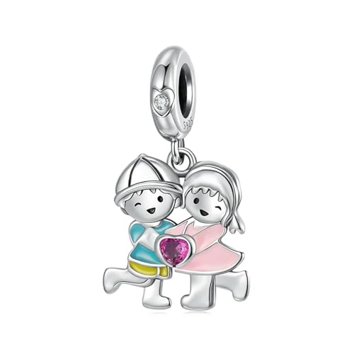 Dije de plata de ley 925 con forma de familia para pulseras de cadena de serpiente