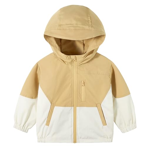 Image of Volunboy Toddler Boys Windbreaker Jackets Patchwork Lightweight Zip Hoodie Outerwear Fall Spring Windproof Hooded Coat