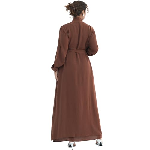 Image of Women's Muslim Dress Two Pieces Set Islamic Prayer Abaya Modest Solid Color Muslim Outfits
