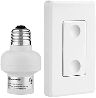 DEWENWILS Remote Control Light Lamp Socket E26 E27 Bulb Base Adapter, No Wiring, Wall Mounted Wireless Controlled Ceiling Light Switch Fixture, ETL Listed, White