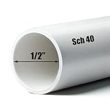 1/2 Inch Schedule 40 Pvc Pipe – Rigid White Pvc Plumbing Pipe For Drainage, Pool &Amp; Spa, Cold Water Applications – (0.84 Inch Od, 0.622 Inch Id) (12, Inches)