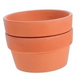 WEKADRIN 2 Piezas Macetas de Terracota Natural para Interior de Diseño Elegante y Duradero con Orificio de Drenaje para Suculentas y Decoración de Escritorio