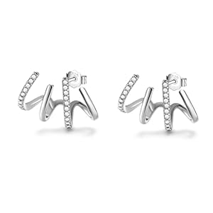 Pendientes de garra de plata de ley 925 Pendientes de puño de garra para mujer Pendientes que parecen múltiples piercings Pendientes de oruga de oreja de plata dorada Chicas adolescentes