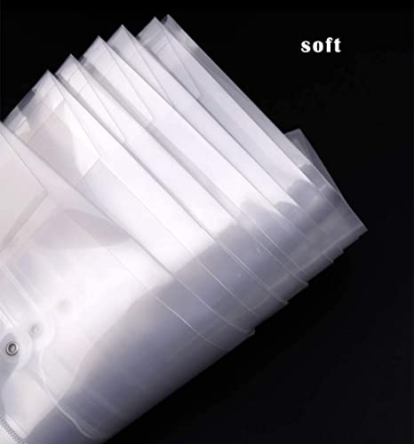 Image of A4 /Legal Document Top Opening File Bag, Transparent Envelope Holder Storage Case, Snap Button Organizer, Clear Plastic Container for Papers, Stationery -Pack of 10