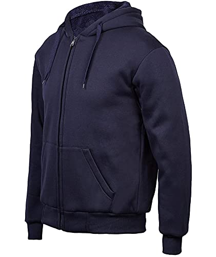 Igeekwell Hoodies For Men Full Zip Up Heavyweight Sweatshirt - Sherpa Lined Winter Jacket, Navy, S #TOP2