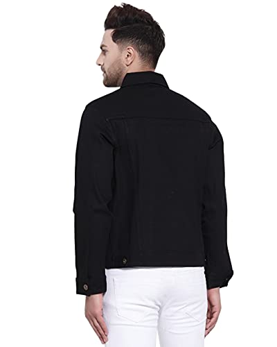 Image of Style Quotient Mens Black Solid Denim Jacket