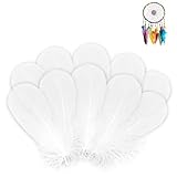 sturiz 400 STK Weiße Federn zum Basteln Bastelfedern Feder Bastel Federn Federrock 5–12 cm Weiße Hahnfedern Natürliche Feder Deko für DIY-Handwerk Hochzeit Dekorationen Traumfängerzubehör