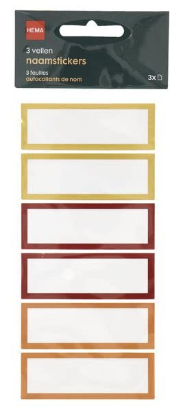 HEMAName Stickers 3 Sheets, 15.5 cm x 7.5 cm Size, Brown/Gold/Red