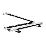 KUAT Grip 6 Durable Universal Car SUV Rooftop Crossbars Mounted Winter Sports Gear Hauling Transportation Slide-Out Locking Clamshell Rack, Fits 6 Skis/4 Snowboards - Pearl with Silver Anodize
