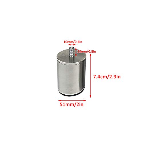 M10 - Juego de 4 patas de acero inoxidable cepillado para muebles, antideslizantes, de metal, para sofá, cama, cocina y baño, soporte de mesa de cristal y elegante.
