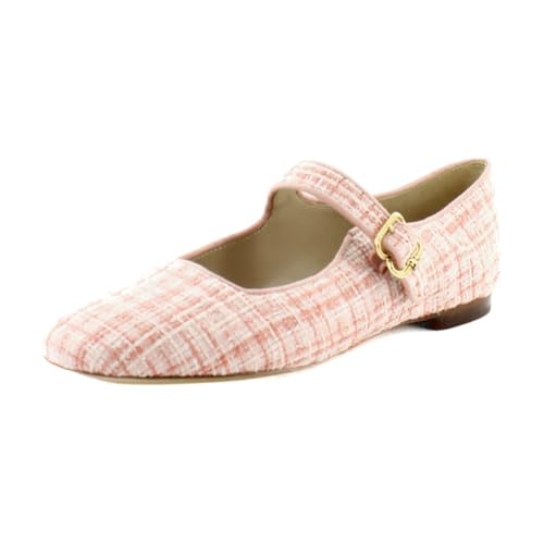 Sam Edelman Michaela Pink Salt Multi Mary Jane Ankle Strap Squared Toe Flats (Pink Salt Multi, 10.5)