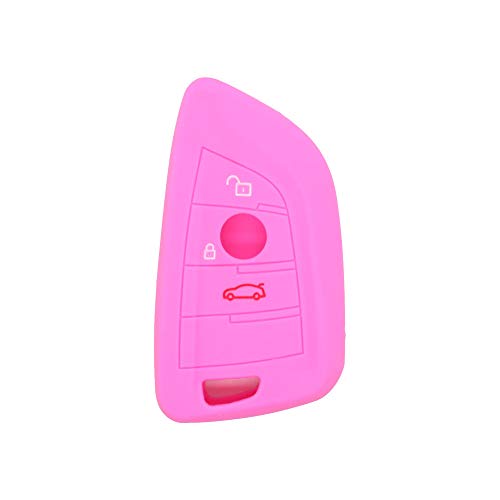 BROVACS Silicone Cover Protector Case Holder Skin Jacket Compatible with BMW X5 X6 X1 5 7 Series 3 Button Smart Remote Key Fob CV9906 Pink - Image 2