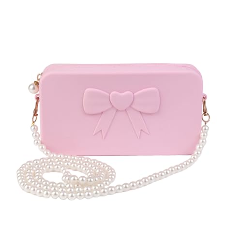 Mao'er Heart-Shaped Bows Pearl Shoulder Bags, Crossbody Purses, Clutches, Makeup Organizers for Everyday Essentials
