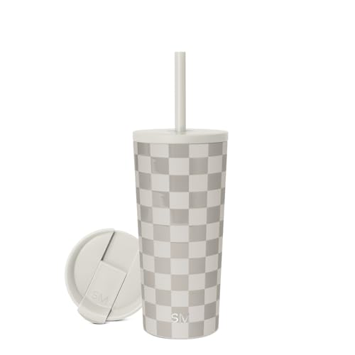 Image of Simple Modern Classic Tumbler with Straw Lid | Insulated Iced Coffee Cup Reusable Stainless Steel Water Bottle Travel Mug | Gifts for Women Men Her Him | 20oz | Checkmate