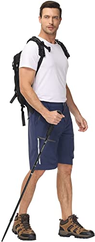 Men's Waterproof Reflective Stripe Cargo Hiking Shorts With 6 Zipper Pockets Darkblue X-Large #TOP3