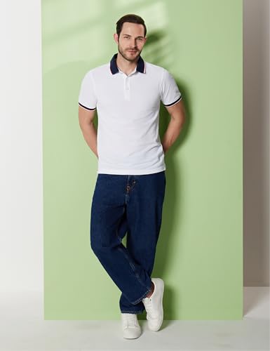 Image of Symbol Premium Men's 100% Cotton Solid Polo T-Shirt - Regular Fit | Pique Knit